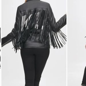 Logo Fringe Leather Moto Jacket
Karl Lagerfeld Paris new with tag